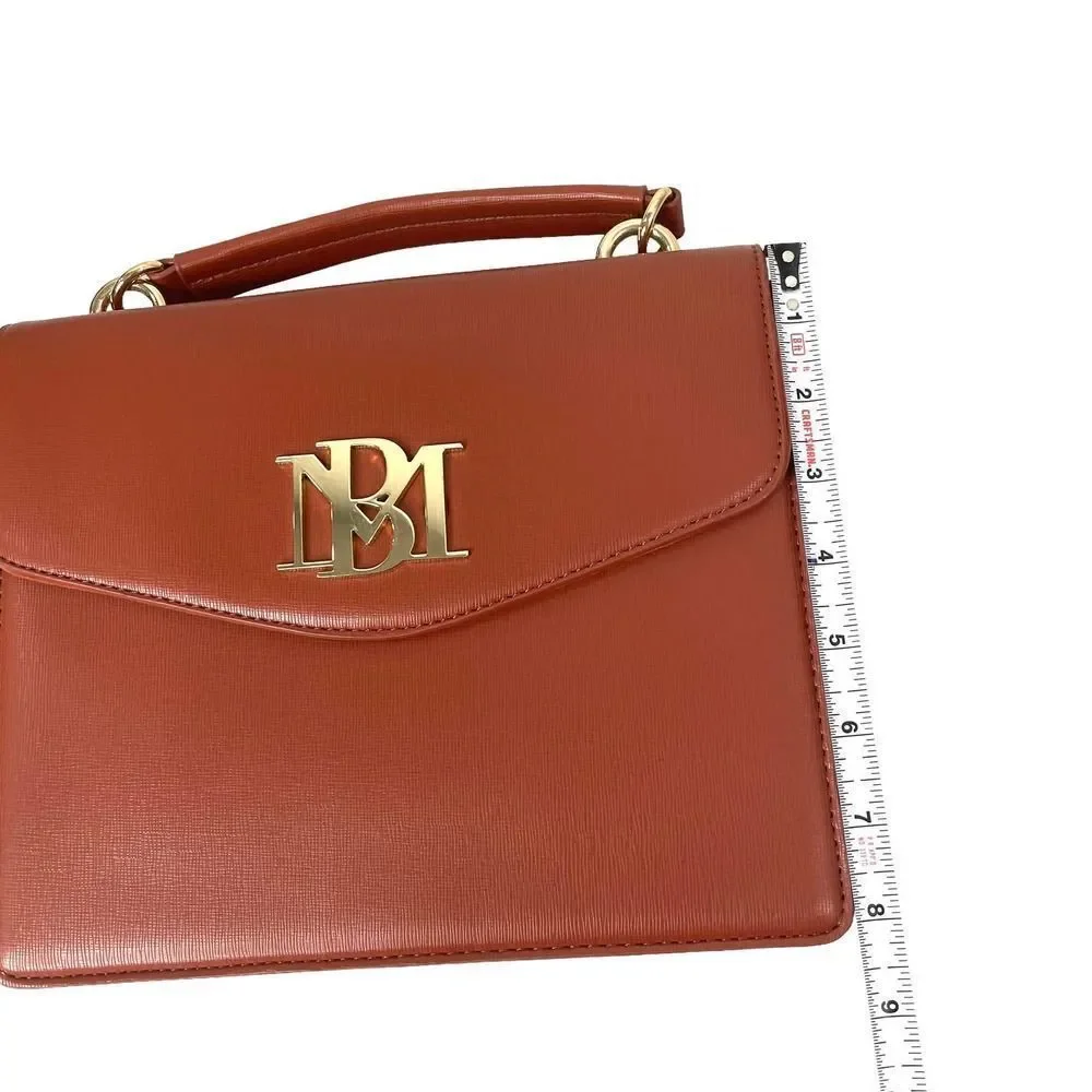 NEW Badgley Mischka flap top handle crossbody bag purse‎ vegan saffiano leather